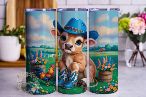 Cute Cow Country Floral 20oz Tumbler