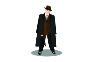 Vintage Retro Illustration of 1940 s Gangster full Body