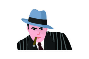 Vintage Retro Illustration of 1940 s Gangster shoulder Up